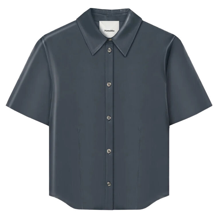 Clare Alt-Leather Short Sleeve Top image number null