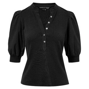 Coralee Ribbed Knit Puff Sleeve Top