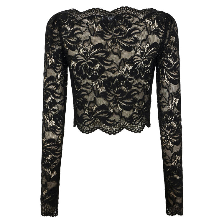 Long Sleeve Lace Crop Top image number null
