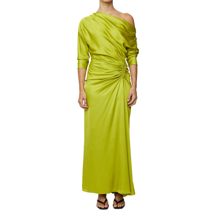 Piper Draped One Shoulder Satin Midi Dress image number null