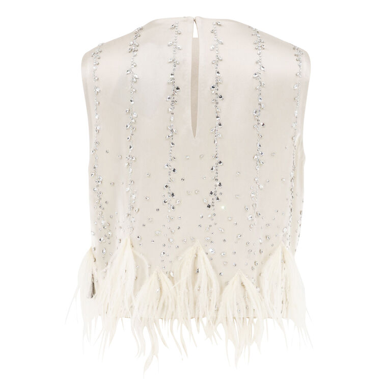 Embellished Feather Hem Cropped Tank image number null
