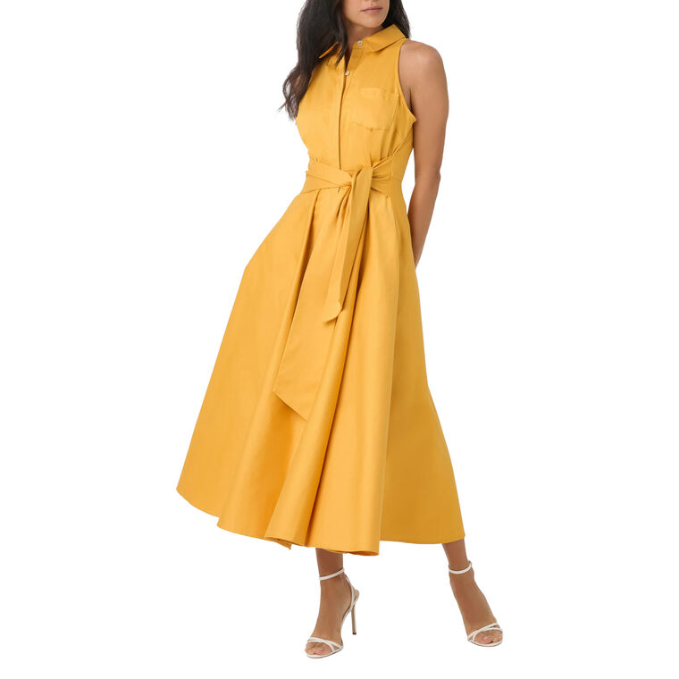 Chelsea Sleeveless Tie-Front Midi Shirt Dress image number null