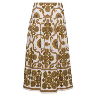 Diya Tiered Cotton Poplin Midi Skirt