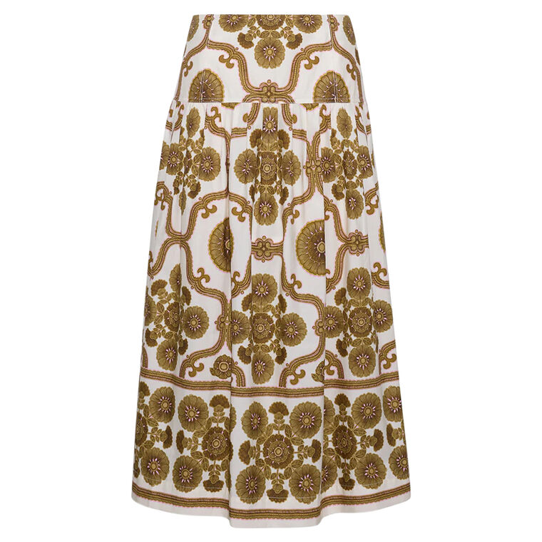 Diya Tiered Cotton Poplin Midi Skirt image number null