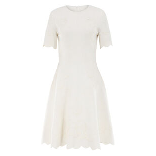 Floral Jacquard Knit Short-Sleeve Mini Dress