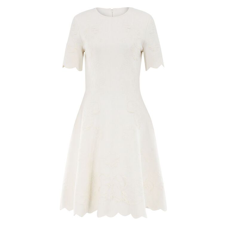 Floral Jacquard Knit Short-Sleeve Mini Dress image number null