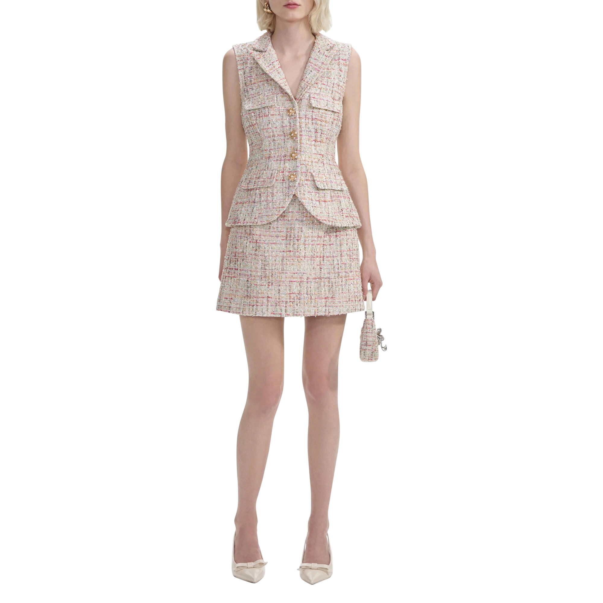 Pastel Boucle Tailored Mini Dress
