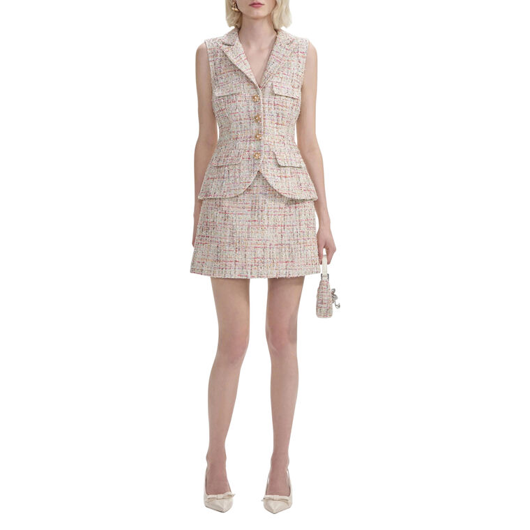 Pastel Boucle Tailored Mini Dress image number null