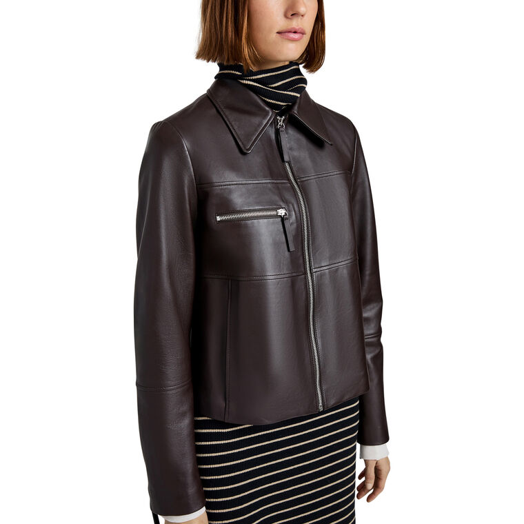 Annabel Point Collar Jacket In Leather image number null