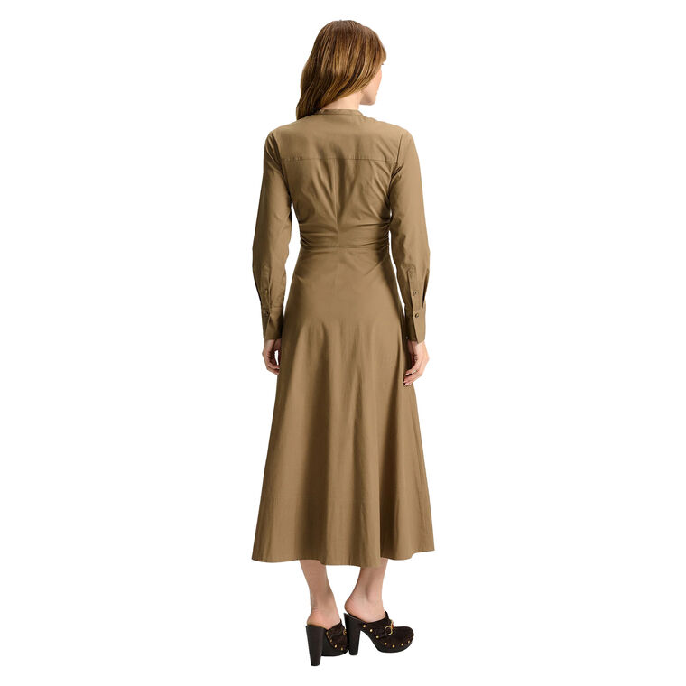 Honora Long Sleeve Neck-Tie Midi Shirt Dress image number null