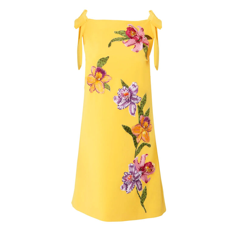 Embroidered Sleeveless Shift Dress With Boatneck image number null