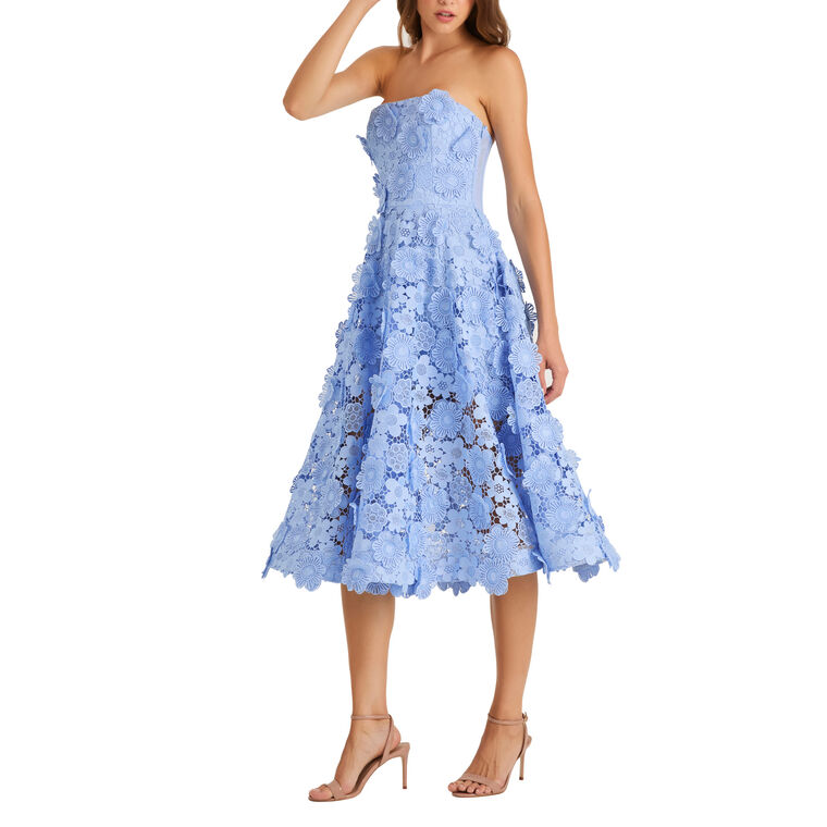 Florence Strapless 3D Floral Midi Dress image number null