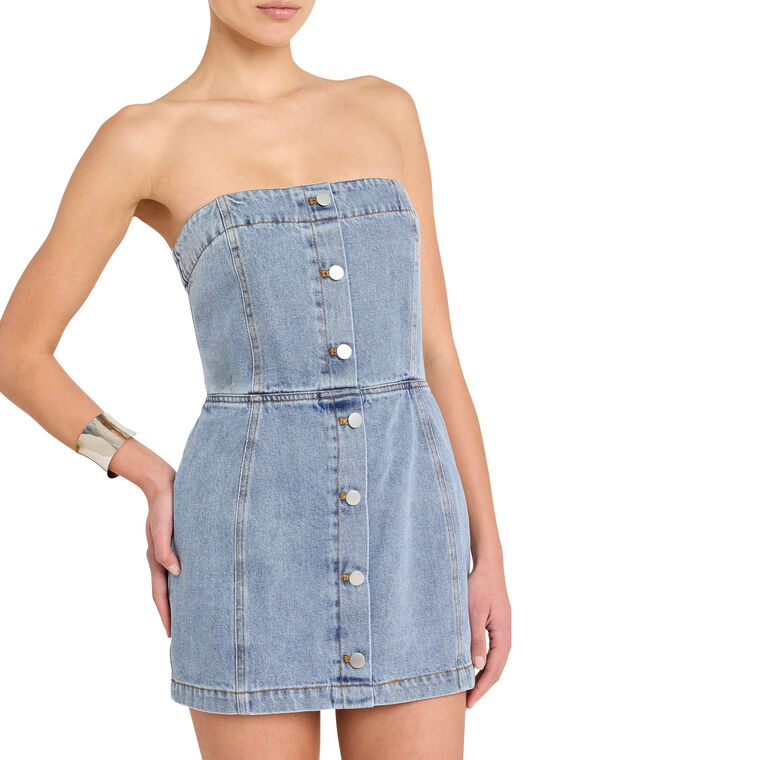 Scorpio Strapless Denim Skort Romper image number null