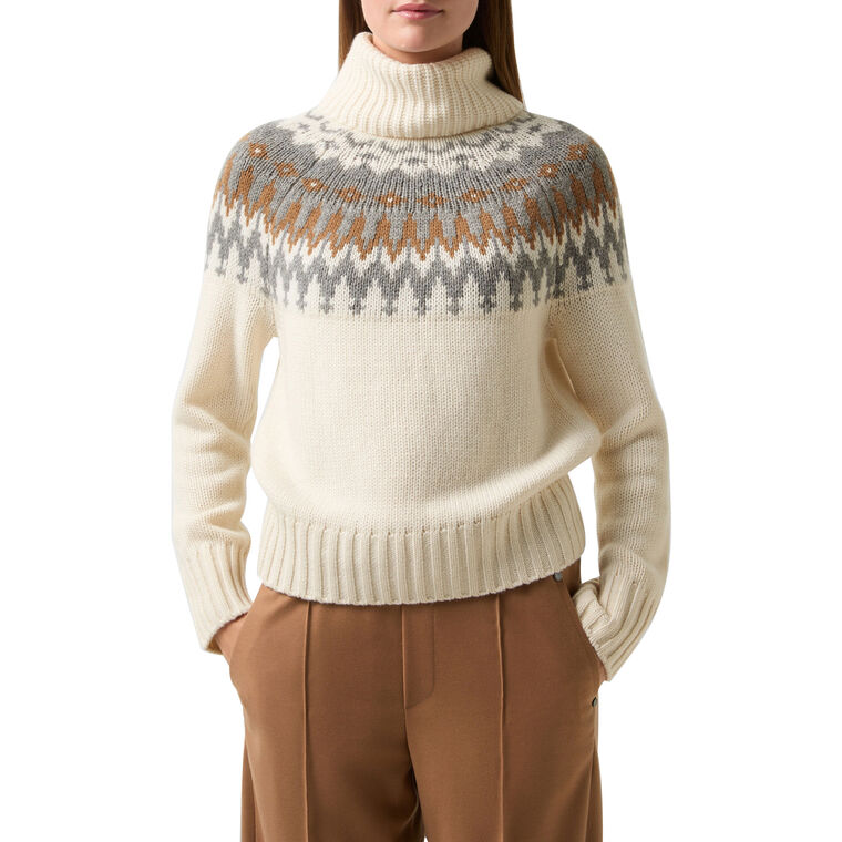 Ingrid Fair Isle Chunky Cashmere Turtleneck Sweater image number null