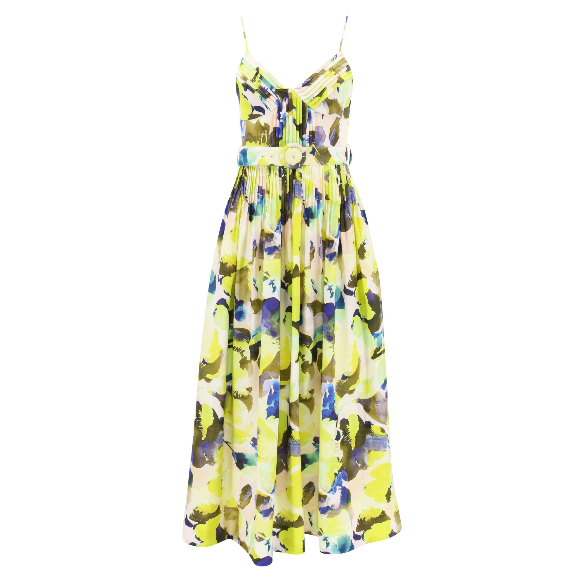 Mireille Belted Pintuck Midi Dress