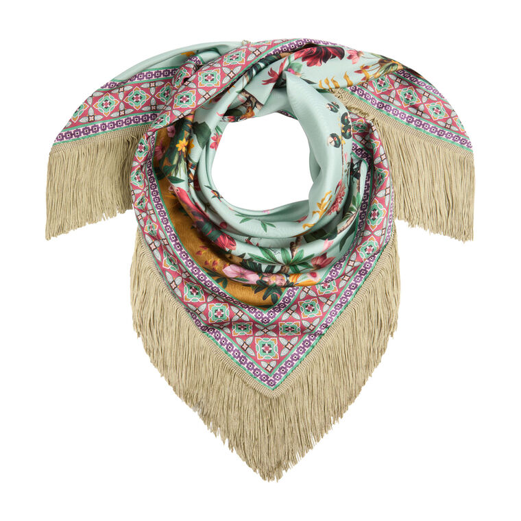 Reversible Fringe Foulard Scarf image number null