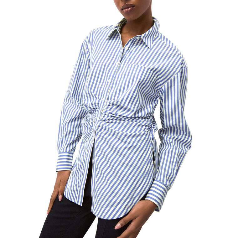 Bosco Stripe Ruched Button Up Shirt image number null
