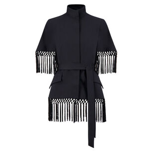 Stretch Cotton Fringed Cape