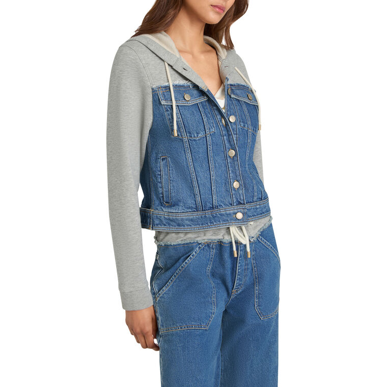 Sutton Contrast Hooded Denim Jacket image number null