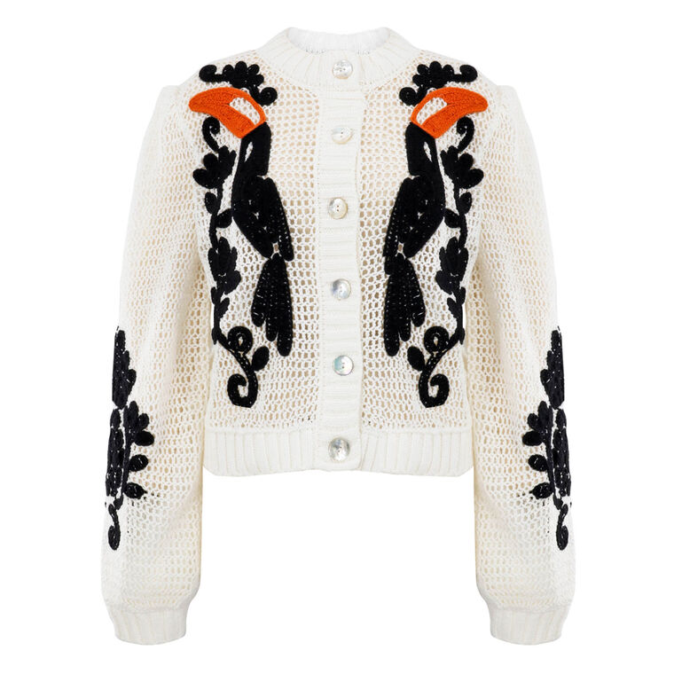 Long Sleeve Toucan Crochet Cardigan image number null
