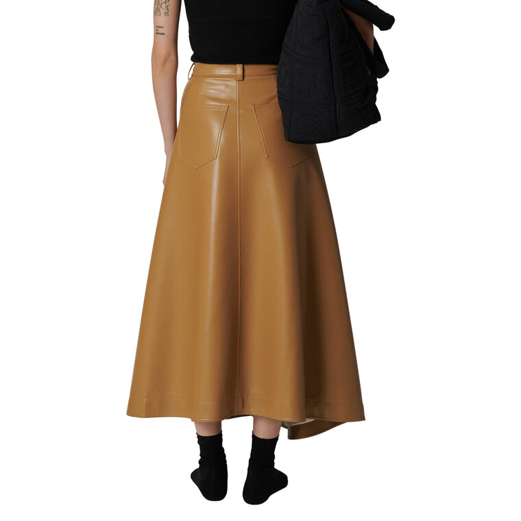 Neith Draped Alt-Leather Midi Skirt image number null