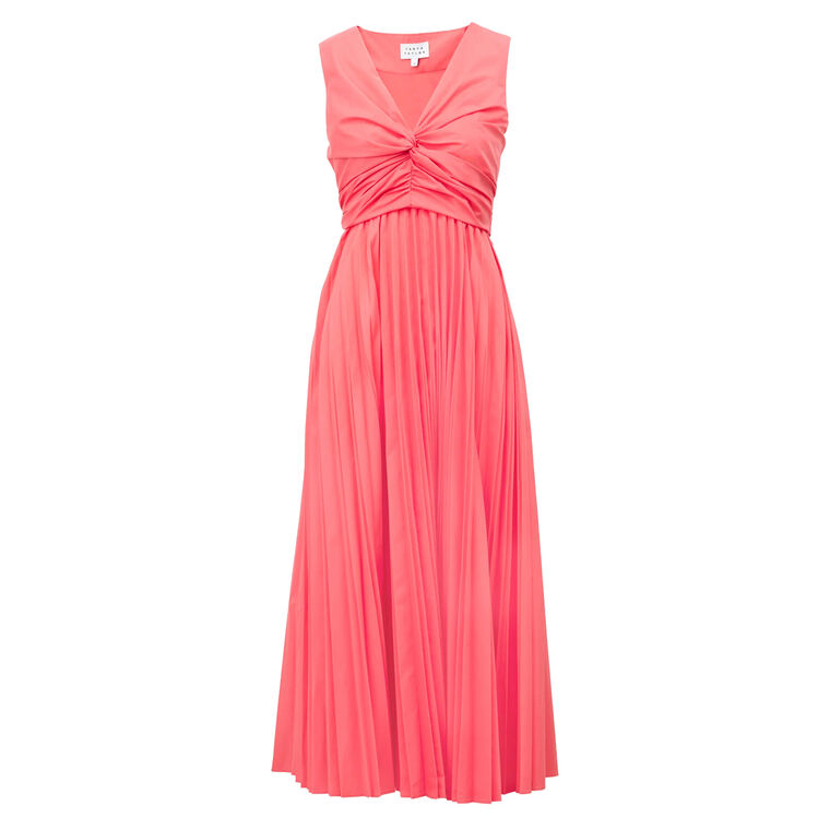 Erica Sleeveless Cotton Poplin Pleated Midi Dress image number null