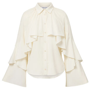 Demaris Long Sleeve Ruffled Button-Down Blouse