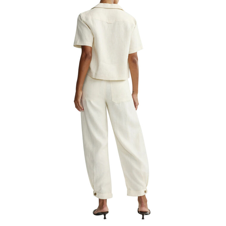 Hampton Short Sleeve Button-Front Linen Shirt image number null