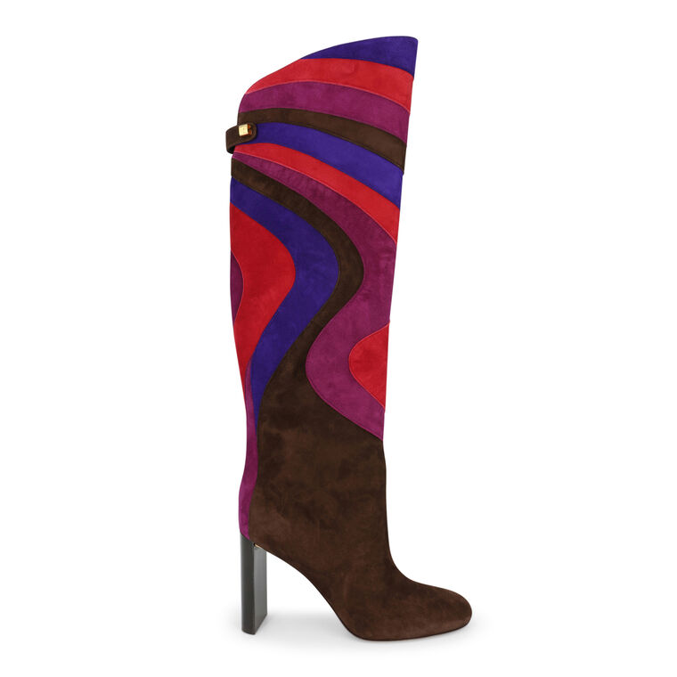 Aurora High-Heel Suede Patchwork Boot image number null