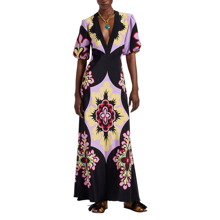 Marlene Short Sleeve Silk Maxi Dress image number null