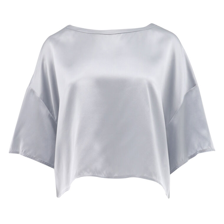 Daria Relaxed Open Crewneck Silk Tee image number null