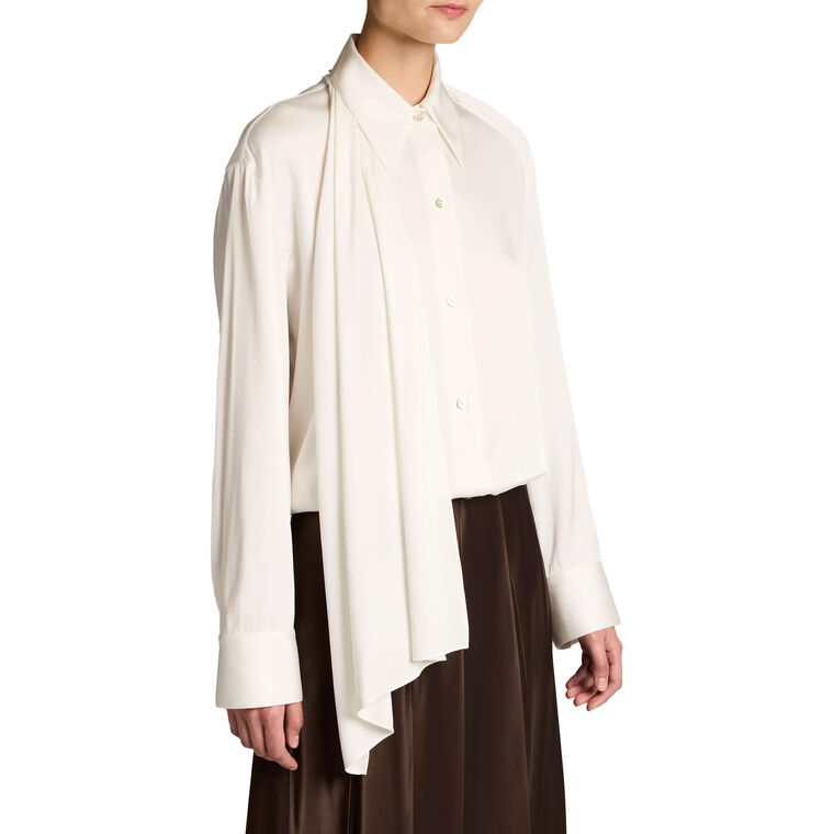 Draped Scarf Tie Long Sleeve Blouse image number null