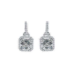Asscher Pave Drop Earrings