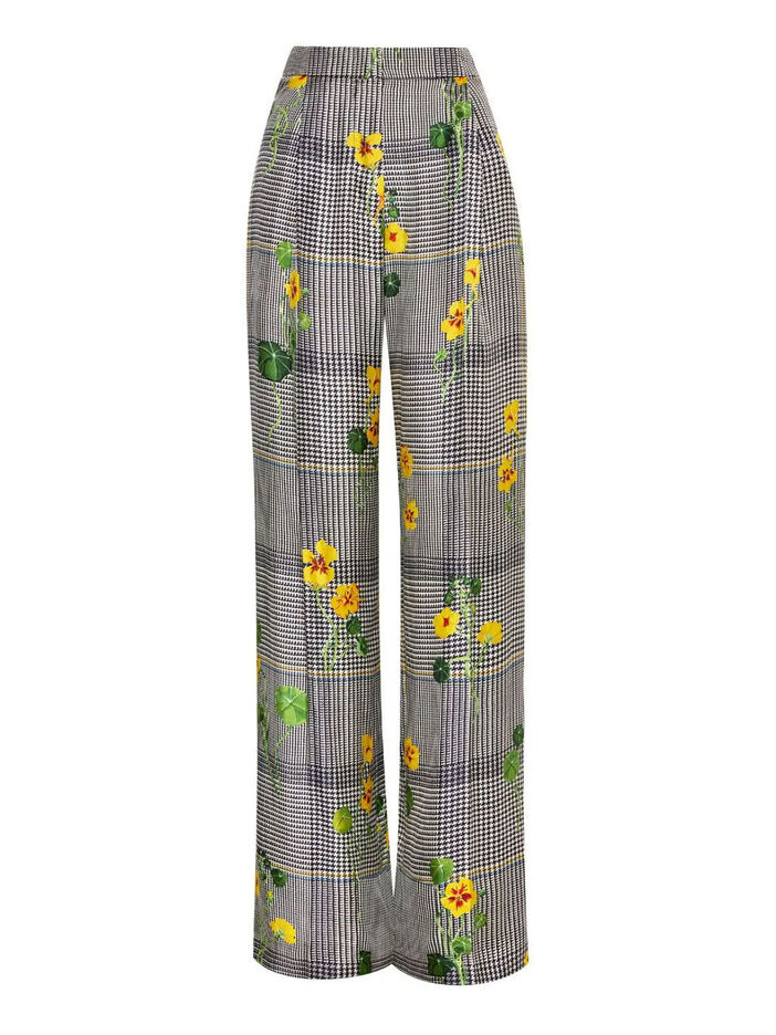 Wide Leg Nasturtium Plaid Silk image number null