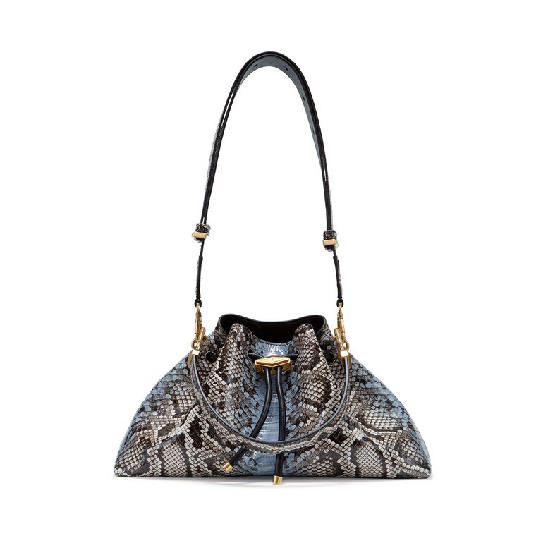 Bon Bon Python-Print Leather Bucket Bag image number null