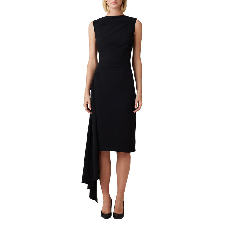 Crepe Asymmetrical Hem Ruched Side Dress image number null