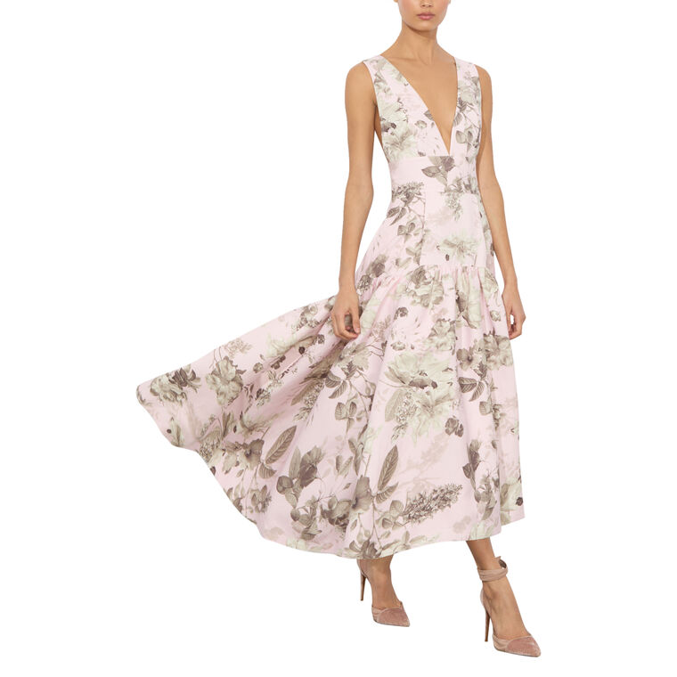 Lila Structured V-Neck Midi Dress image number null