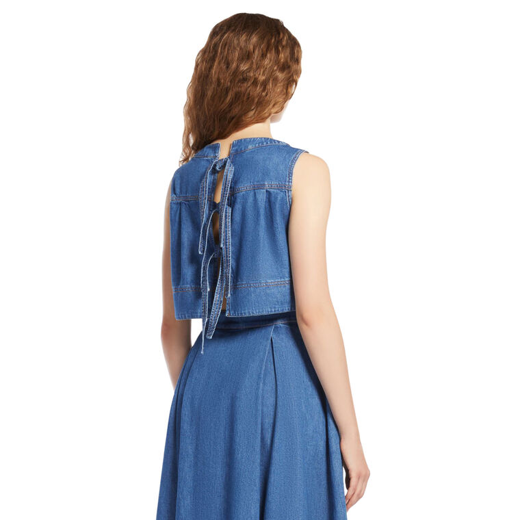Magia Woven Denim Cropped Sleeveless Top image number null