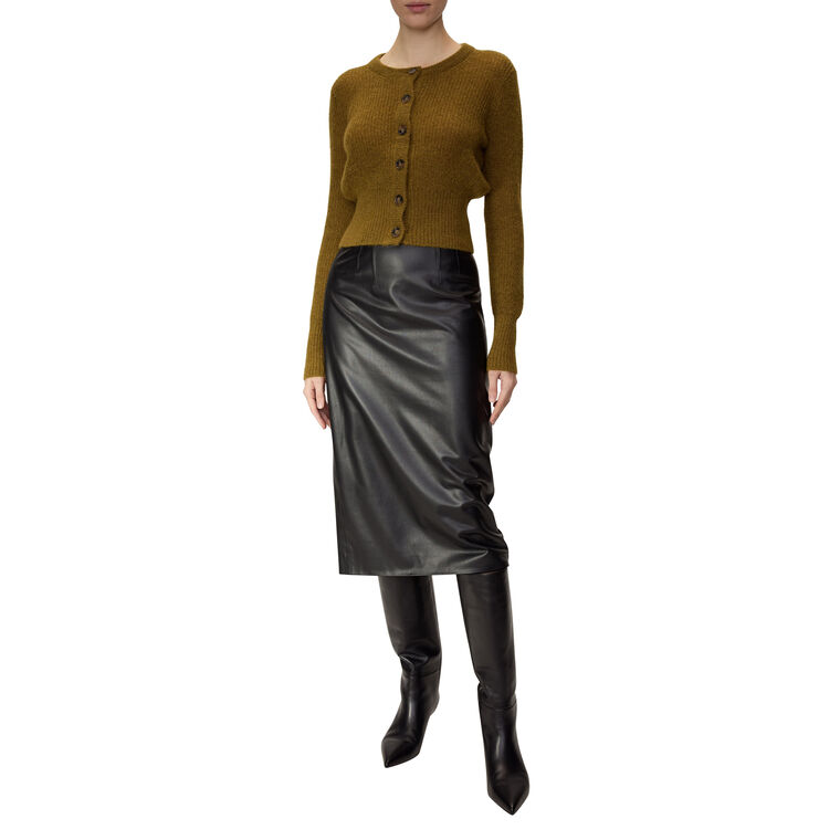 Holmes Vegan Leather Midi Pencil Skirt image number null