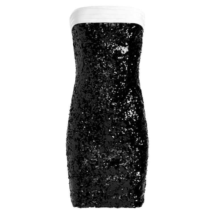 Sibella Sequin Strapless Drape Bow Back Mini Dress image number null