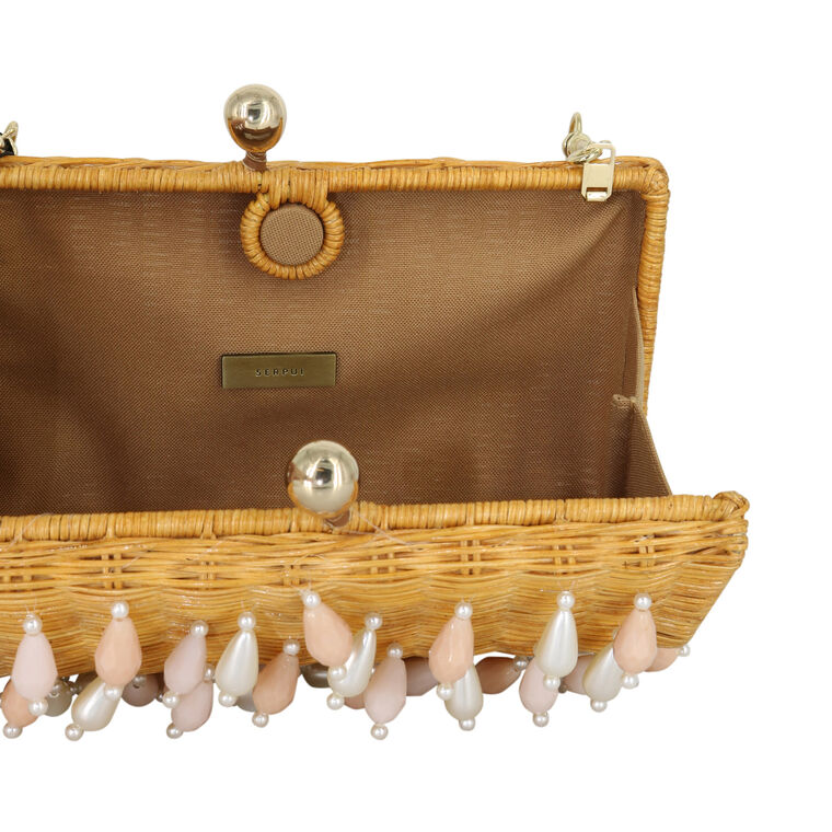Corina Rain Mother-of-Pearl Wicker Handbag image number null
