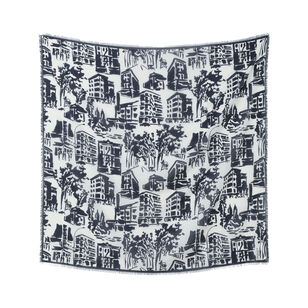 Cityscape Print Cotton-Silk Scarf