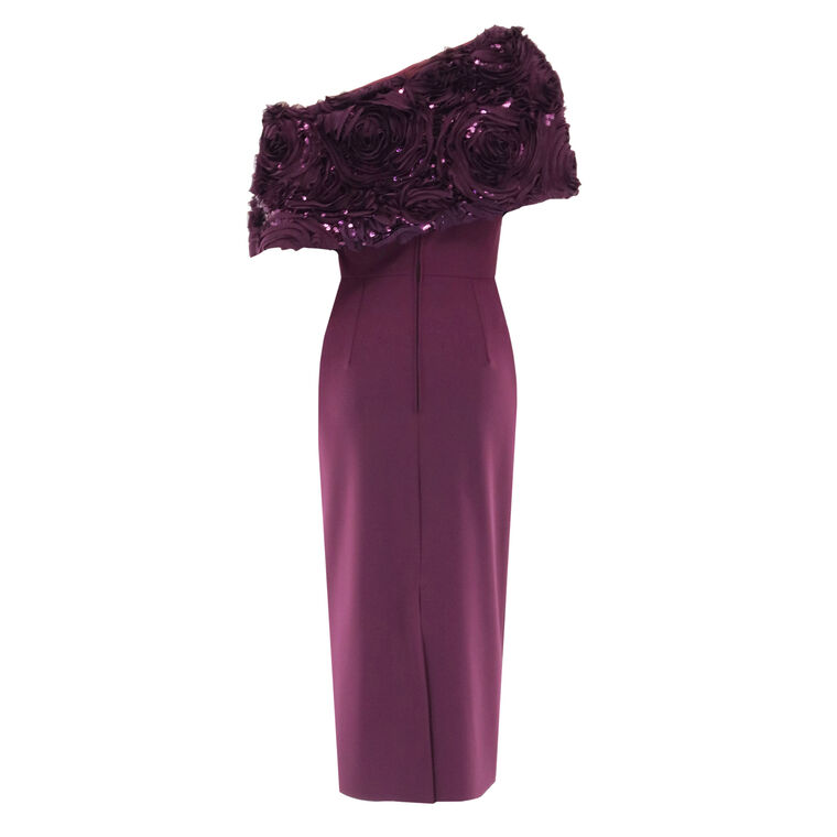One Shoulder Textured Draped Dress image number null