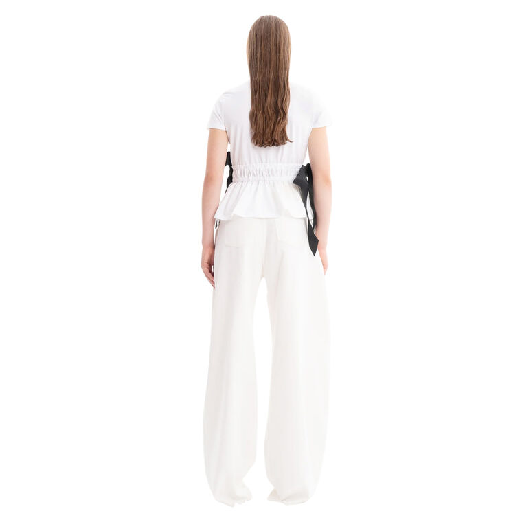 Gathered Cap Sleeve T-Shirt With Black Bows image number null