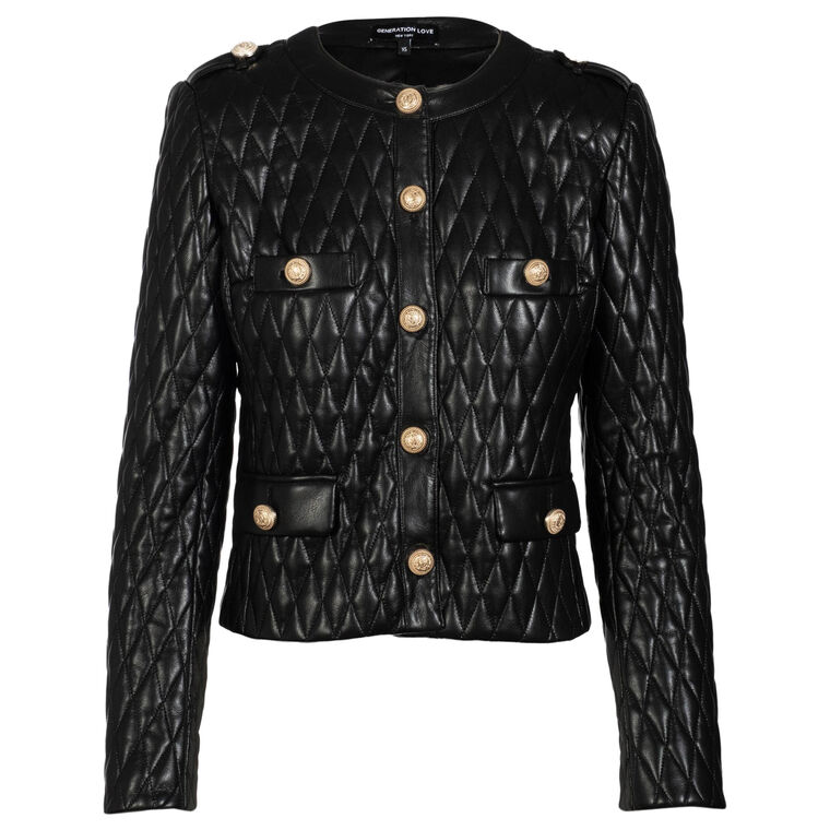 Brevel Quilted Vegan Leather Jacket image number null