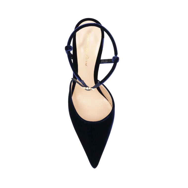Pointed Toe 95mm Velvet Ankle Strap Pump image number null