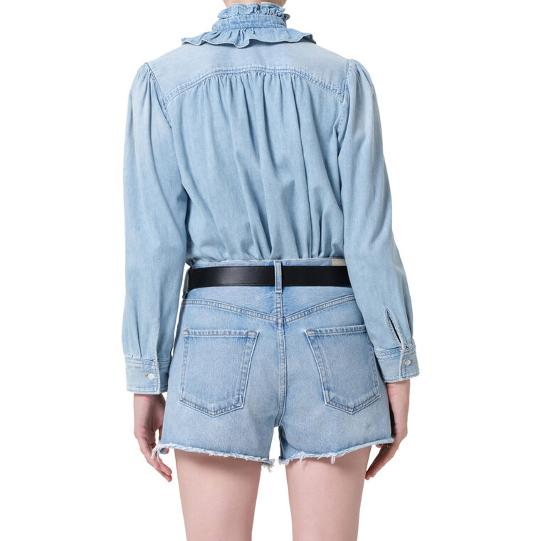 Calista Long Sleeve Frill Collar Denim Shirt image number null