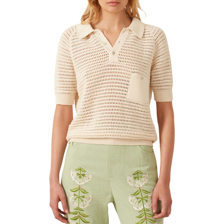 Lessi Oyster Crochet Top image number null