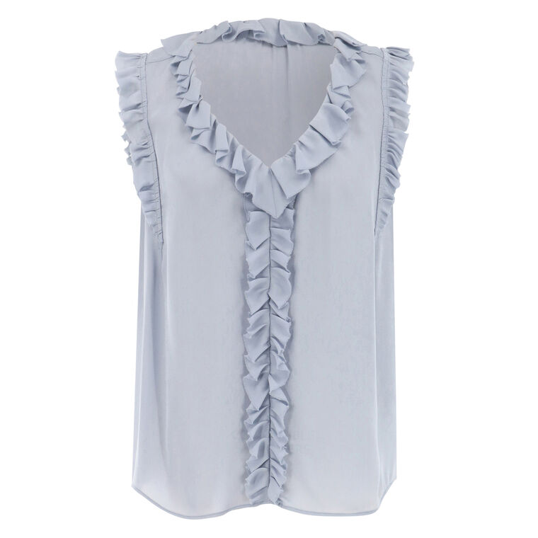 Go Flutter Down Sleeveless Silk Top image number null