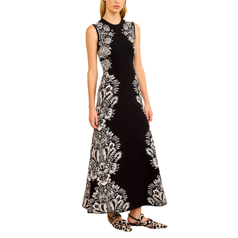 Liana Jacquard Printed Sleeveless Knit Midi Dress image number null